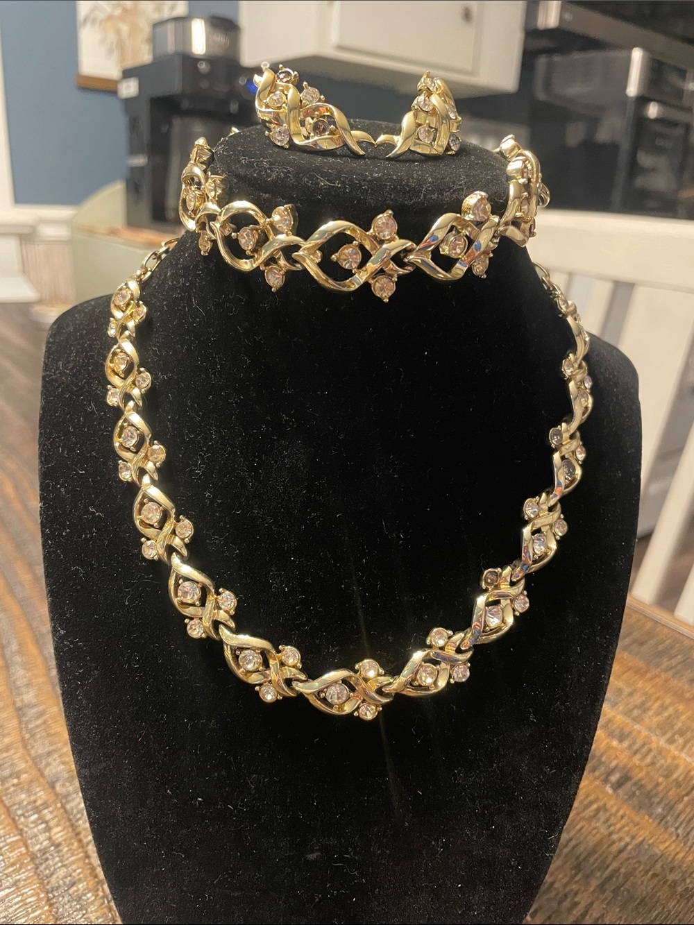 CORO PARURE Gold-Tone Crystal Link Necklace & Bracelet Set - Women Jewelry